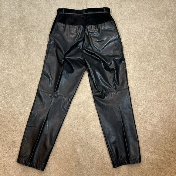 Vintage Berman’s Korea Leather High Rise Ankle Women Pants VTG 8 Approx 4 Petite - Picture 2 of 11